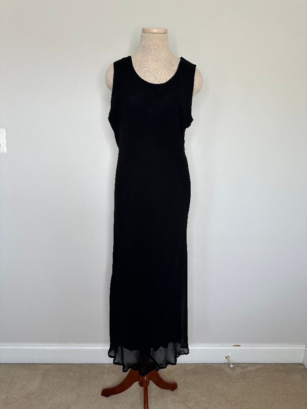 April Cornell Women's Vintage Lightweight Layered LBD Black Maxi Dress Large
